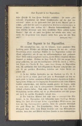 Das Argernis in der Nigermission