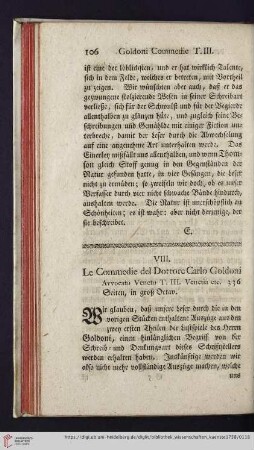 3: [Rezension von: Le commedie del Dottore Carlo Goldoni, Avvocato Veneto T. III]