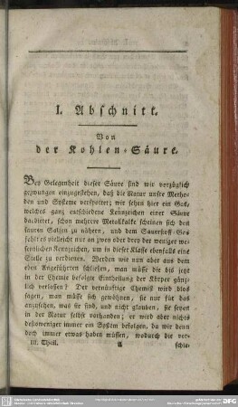 I. Abschnitt Von der Kohlen-Säure