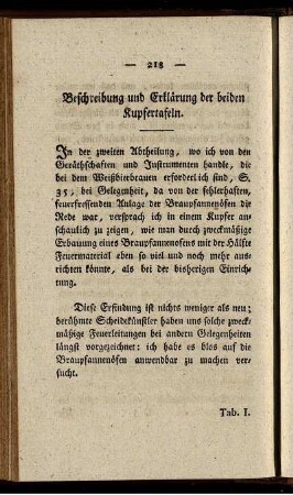 Beschreibung und Erklärung der beiden Kupfertafeln.