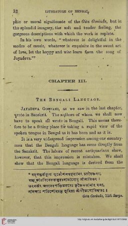 Chapter III: The Bengali Language