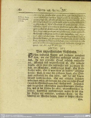Artic. XVI. Von unzweiffentlichen Missethaten