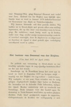VI. Het bestuur van Generaal van der Heijden (Van Juni 1877 tot April 1881)