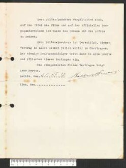 Vertrag zwischen Leo Perutz und Heinrich Bolten-Baeckers