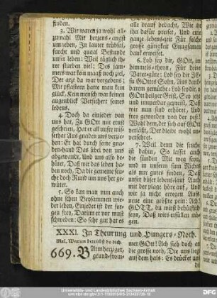 XXXI. In Theurung und Hungers-Noth.