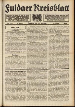 Erste Ausgabe vom Samstag, den 25. Oktober 1913.
