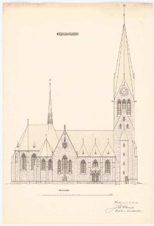 St. Laurentius, Rudersdorf bei Wilnsdorf: Seitenansicht (Vorentwurf)