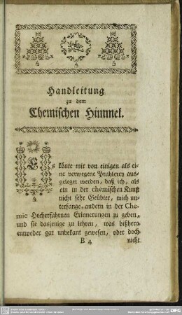 Handleitung zu dem Chemischen Himmel