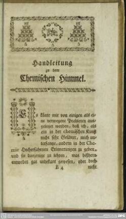 Handleitung zu dem Chemischen Himmel