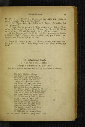 Schwäbische Kunde : Gedicht ; (Wetzels's Schullesebuch A. Seite 396) ; für die Oberstufe behandelt