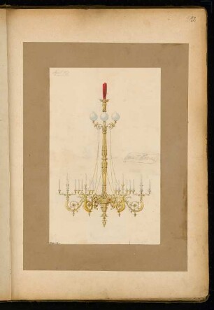 Gaskronleuchter Monatskonkurrenz April 1868: Ansicht; Maßstabsleiste