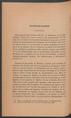Mauricio Barrès - (Conclusión)