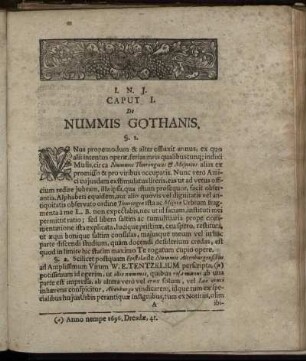 Caput I. De Nummis Gothanis.