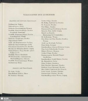 Verzeichnis der Leihgeber
