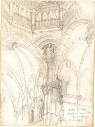 Walther, Conradin; u. a. Deutschland; Italien; Sammlung Conradin Walther: Band I, Nr. 84a - 101w (fol. 194 - 231) - Ansatz der Kuppel über der Kreuzung der Certosa die Pavia (Perspektive)