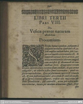 Part. VIII. De Vesicae praeter naturam affectibus