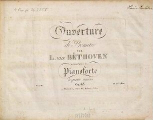 Ouverture de Prometeo : arrangé pour le pianoforte à quatre mains : op. 43