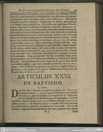 Articulus XXXI. De Baptismo