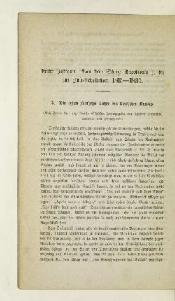 Erster Zeitraum: Von dem Sturze Napoleon's I. bis zur Juli-Revolution, 1815-1830