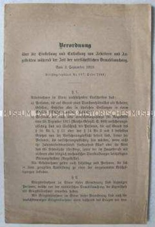 Verordnung der Reichsregierung über die Einstellungen und Entlassungen