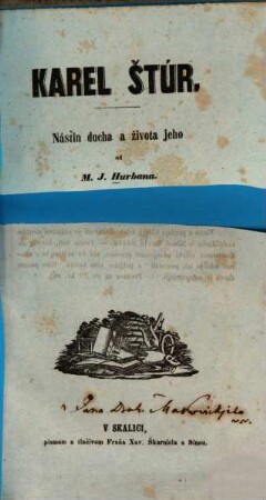 Karel Štúr : Nástin ducha a života jeho. Od M. J. Hurbana