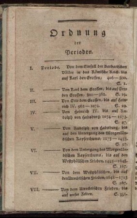 Ordnung der Perioden.