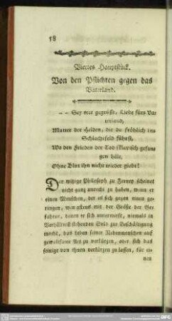 Viertes Hauptstück. Von den Pflichten gegen das Vaterland
