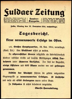 Ausgabe vom Montag, den 30. November 1914.