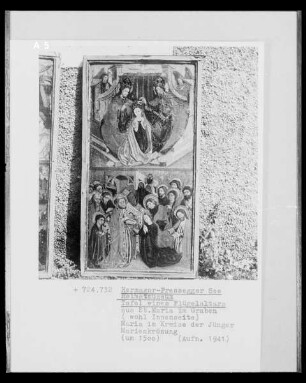 Tafeln eines Flügelaltars aus Sankt Maria im Graben — Marientod und Marienkrönung