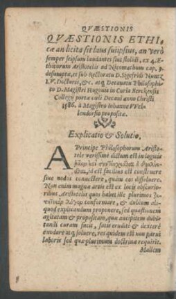 Quaestionis Ethicae ...