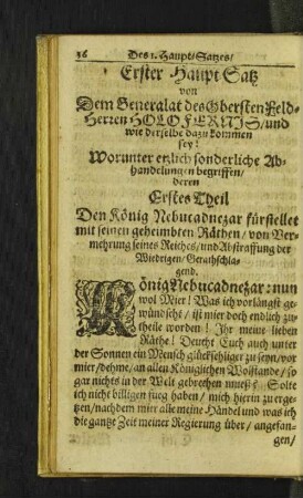 Erster Haupt-Satz von Dem Generalat des Obersten Feld-Herren ...
