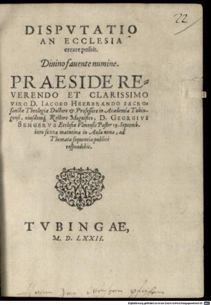 Disp. An Ecclesia errare possit
