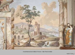 Gestaltung des Eingangssaales : Hafenvedute mit Staffage
