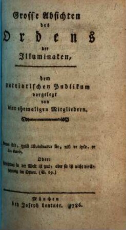 Grosse Absichten des Ordens der Illuminaten