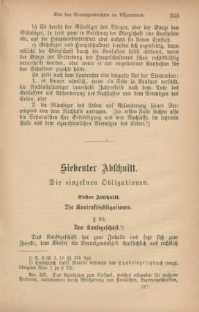 Siebenter Abschnitt. Die einzelnen Obligationen