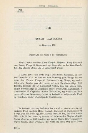 LVII Tunisi - Danimarca 8 dicembre 1751