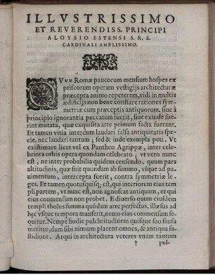 Illustrissimo Et Reverendiss. Principi Aloysio Estensi S.R.E. Cardinali Amplissimo.