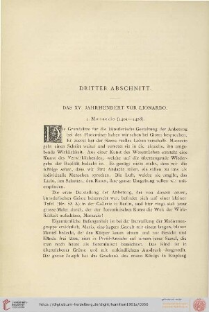 Dritter Abschnitt: Das XV. Jahrhundert vor Lionardo