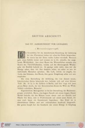 Dritter Abschnitt: Das XV. Jahrhundert vor Lionardo