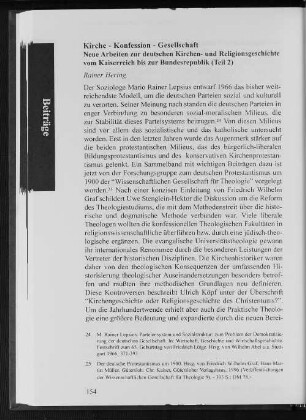 Kirche - Konfession - Gesellschaft : Neue Arbeiten zur deutschen Kirchen- und Religionsgeschichte vom Kaiserreich bis zur Bundesrepublik (Teil 2)