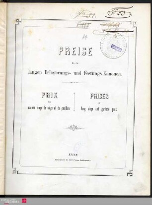 Preise für die langen Belagerungs- und Festungs-Kanonen