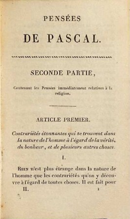 Oeuvres de B. Pascal, [2]. Pensées ; 2
