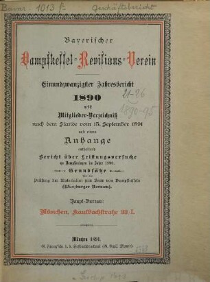 Jahresbericht. 21. 1890 (1891)