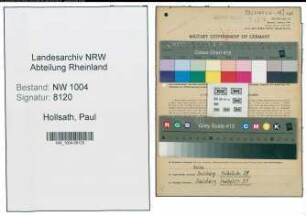 Entnazifizierung Paul Hollsath , geb. 24.04.1896 (Anstreicher)