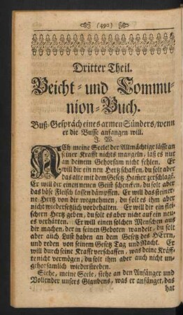 Dritter Theil. Beicht- und Communion-Buch
