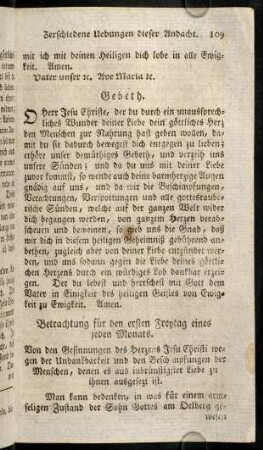 109-122, Betrachtungen fuer den ersten Freytag eines jeden Monats.