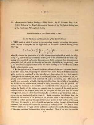 Researches in physical geology, 3. Third series