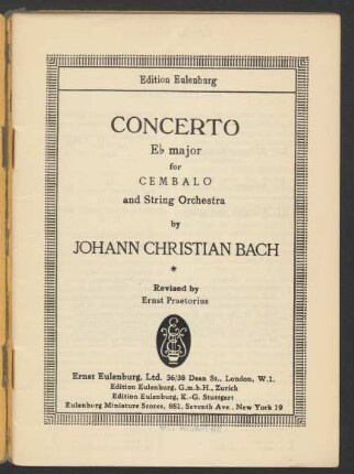 Concerto Eb major for cembalo and string orchestra