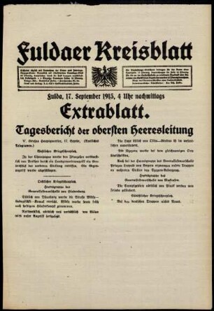Ausgabe vom Freitag, den 17. September 1915.