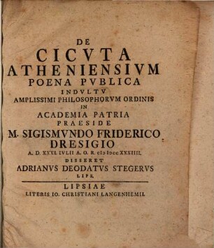 De cicuta Atheniensium poena publica